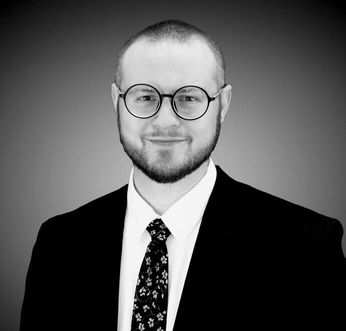 Chanan Brown black and white headshot.